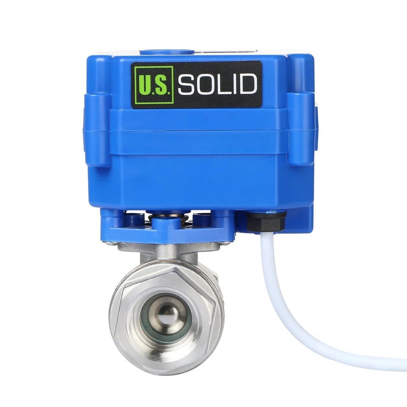U.S. Solid Motorized Ball Valve- 1/2" Stainless Steel Ball Valve with Full Port, 9-24V AC/DC and 2 Wire Auto Return Setup - Image 1